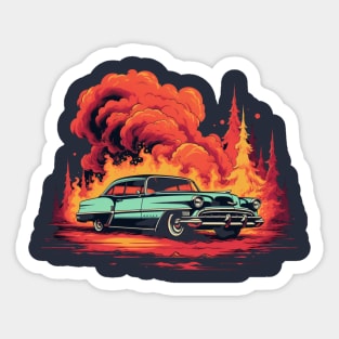 VINTAGE CAR, COLORED CARTOON STYLE Sticker